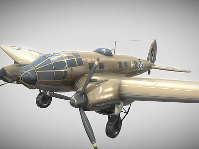 Vintage Military Fighter Jet With Twin Propellers And Metallic Fuselage Design 3d model