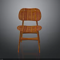 Modern Wooden Chair With Vibrant Orange Color And Unique Backrest Design
