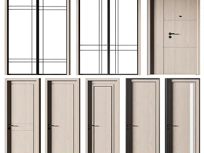 Modern Swing Door Design With Different Styles And Wooden Finish For Home Interior 3d model