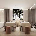 Modern Beauty Hair Salon Interior Design With Marble Reception Counter Round Mirror And Comfortable Sofa
