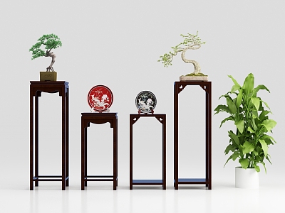 New Chinese-style Flower Rack 3d model