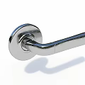 Sleek Chrome Door Handle With Round Base And Curved Lever Design
