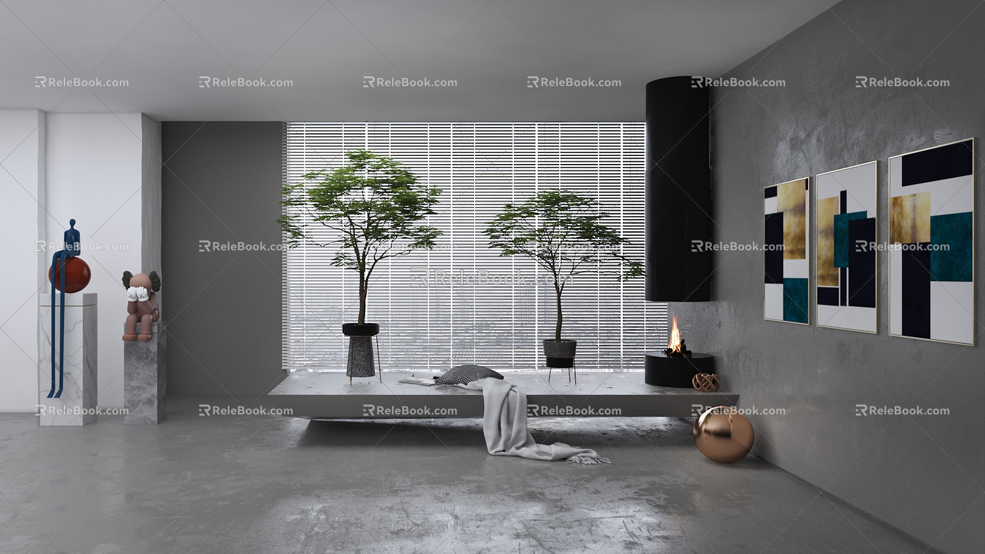 Living room space 3d model