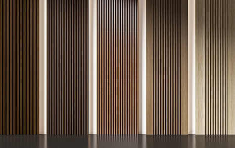 Wood color wall panel Grille panel Wood veneer decorative panel Great wall panel 3d model