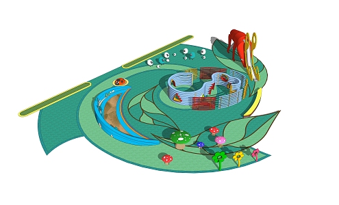 Modern play equipment children's field 3d model