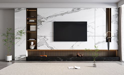 Modern TV background wall 3d model