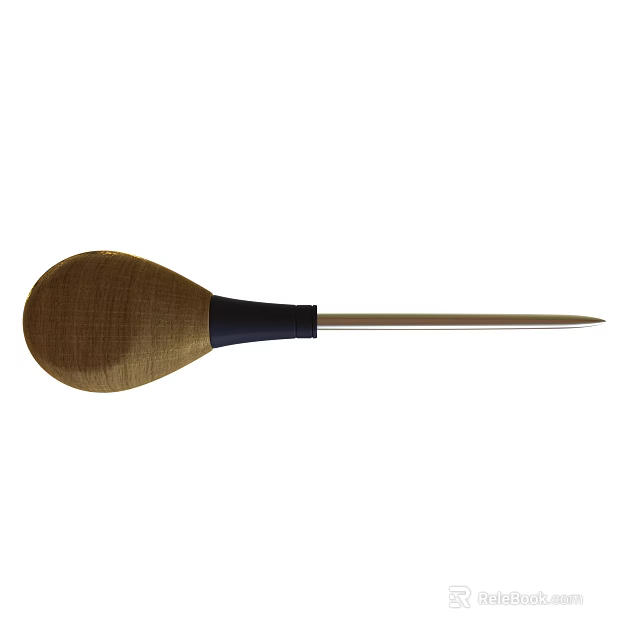 Durable Manual Agricultural Tool With Wooden Handle Black Grip And Metal Tip For Farming Work 3d model 