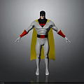 Superhero Themed Decorative Furniture Statue With White Body Yellow Cape