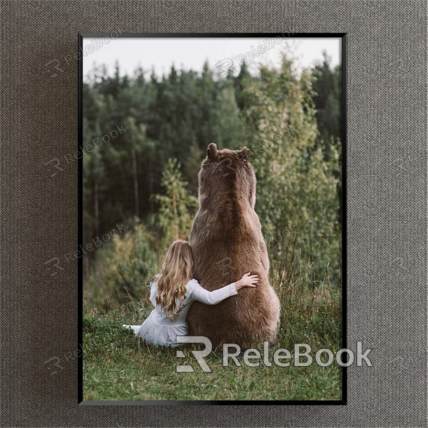 Modern Animal Painting Simple Green Study Animal Bear Decorative Painting model