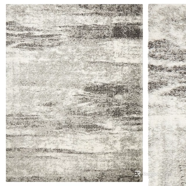 Square Area Rug With Modern Abstract Gray And White Pattern For Interior Decor 3d model