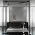 Modern Bathroom Interior With Oval White Bathtub Granite Countertop And Chrome Faucet