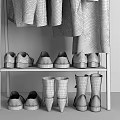 Modern Clothes Rack With Hanging Coats Sweaters Handbag Hats And Shoes Storage