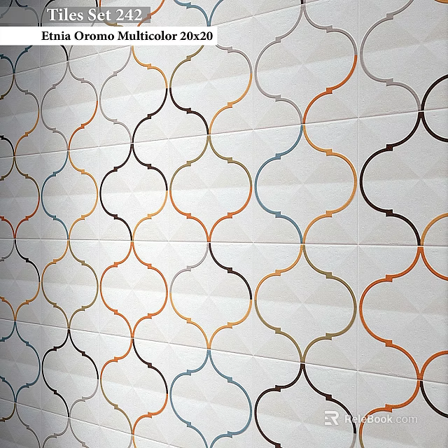 Tile Components With Geometric Patterns And Colorful Lines For Wall Design 3d model 