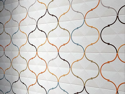 Tile Components With Geometric Patterns And Colorful Lines For Wall Design 3d model