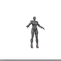 Futuristic Metallic Humanoid Robot With Mechanical Armor Red Shoulder Accents And Clawed Hands