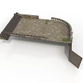 Antique Stone Bridge Structure with Steps Railing and Green Plants