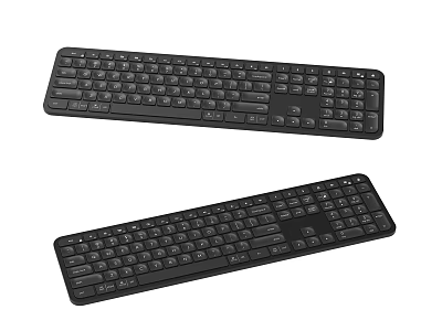 Two Black Modern Computer Keyboards With Slim Design And Standard Layout 3d model