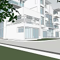 Modern Multi Storey Residential Building Exterior With Balconies And Glass Windows
