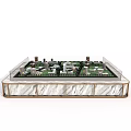 Commercial Equipment Architectural Model Featuring Transparent Cover Marble Base Detailed Buildings and Green Spaces