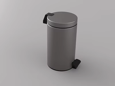 Gray Pedal Operated Trash Can With Lid For Home Use Modern Design 3d model