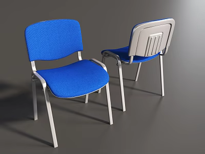 Modern Blue Upholstered Dining Chairs With Silver Metal Frame Design 3d model