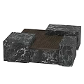 Elegant Modern Black Marble Coffee Table With Modular Design And Wood Accents