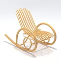 Wooden Rocking Chair With Curved Frame Slatted Back And Modern Design
