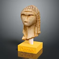 Stylish Furniture Display Stand With Yellow Base Holding Dame Sculpture Head Decor