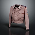 Light Brown Military Style Jacket With Collar Pockets Shoulder Straps And Sleeve Badges