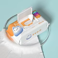 Baby Wipes With Cartoon Cat Design Open Lid 50 Pieces And Soft Cloth