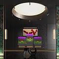 Hotel Lobby Interior With Grand Circular Chandelier Decorative Painting Flower Arrangements And Marble Accent Walls