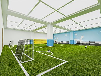 modern football field indoor children's football field football club football training organization children's football training center 3d model