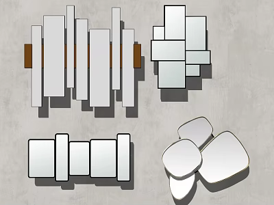 Modern Decorative Mirrors Featuring Geometric Shapes And Various Arrangements For Home 3d model