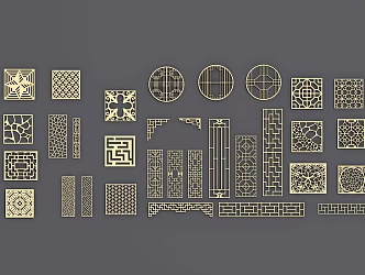 Chinese-style lattice window 3d model