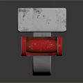 Red Metal Hook Attached To Gray Concrete Block With Silver Bearing 3D Rendering