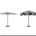 Modern Outdoor Sunshade Designs with Fringe Trim and Different Base Structures