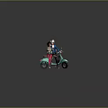 Two People Standing by Turquoise Scooter on Cobblestone Ground With Gray Background Spotlight Effect