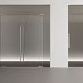 Modern Glass Double Doors Interior Design With Sleek Metal Handles And Mirrored Surface
