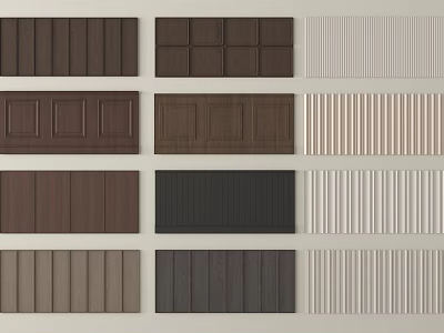 Various Wooden Wall Paneling Designs With Neutral And Dark Color Options For Home Interiors 3d model