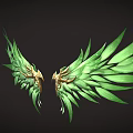 Ornate Green Wings With Intricate Golden Dragon Heads On Dark Background Design
