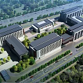 Aerial Planning of Modern Building Complex With Landscaped Greenery And Road Network