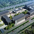 Chinese slope roof hospital health center 3d model