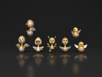 Chick Q version cartoon chick cute chick cartoon personification cartoon animal character cartoon material cartoon element 3d model
