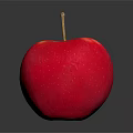 Fresh Ripe Red Apple with Stem and Shiny Surface on Dark Background and Reflection