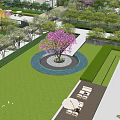 Garden Landscape Design With Children's Wooden Play Structures And Green Lawn Areas