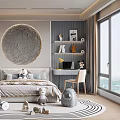 Modern Kids Bedroom Interior With Moon Wall Decor And Toys