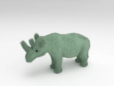 Green Plush Rhino Stuffed Toy With Soft Fur And Cute Appearance 3d model