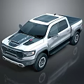 White Pickup Truck With Black Roof Sporty Front Grille And Modern Exterior Design