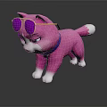 Cute Pink Cat Game Character Wearing Yellow Framed Pink Sunglasses And Blue Collar