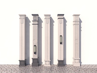 New Chinese Style Column Villa Corner Column 3d model